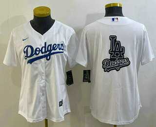 Womens Los Angeles Dodgers Big Logo White MLB Cool Base Nike Jersey->mlb womens jerseys->MLB Jersey